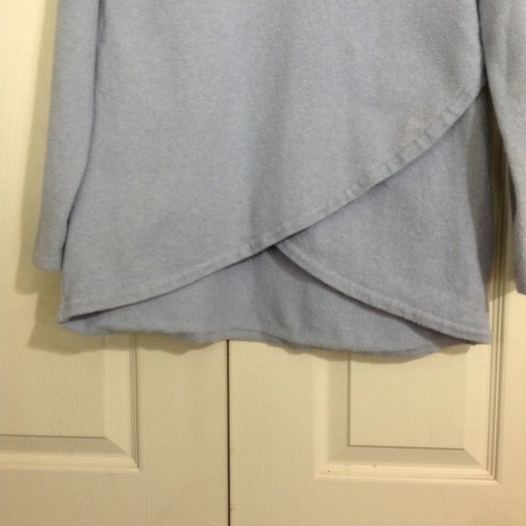 SOFT SURROUNDINGS Small Kalie Sweater Tunic Wool Cotton Light Blue Tulip Hem - Picture 4 of 8